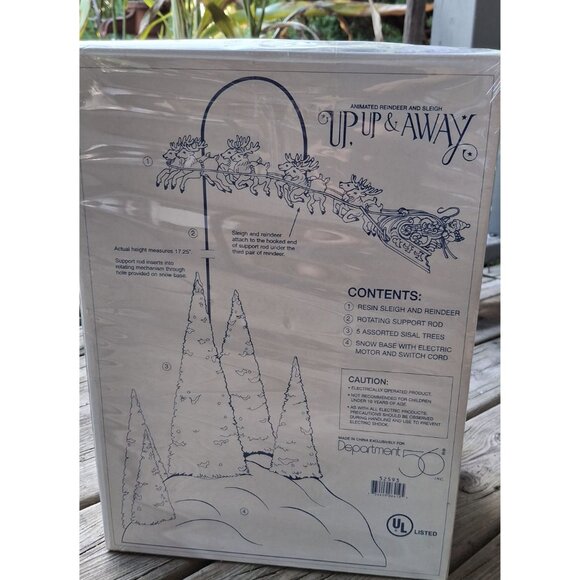 Dept 56 Snow Village Animated Reindeer And Sleigh Up, Up & Away Working Tested - Picture 8 of 8